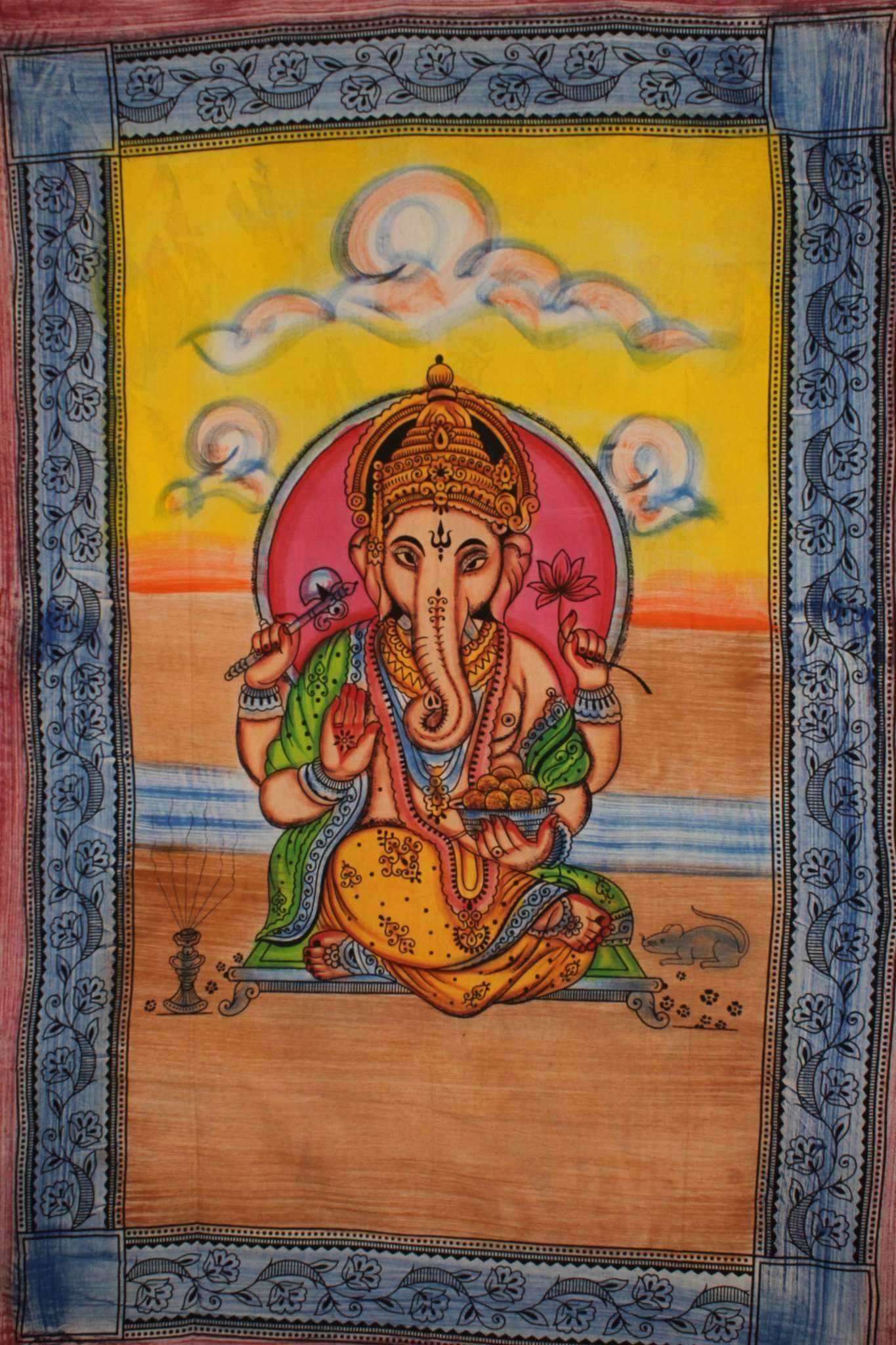 Ganesha Pastell Lotus Wandteppich Twin Größe Wandbehang