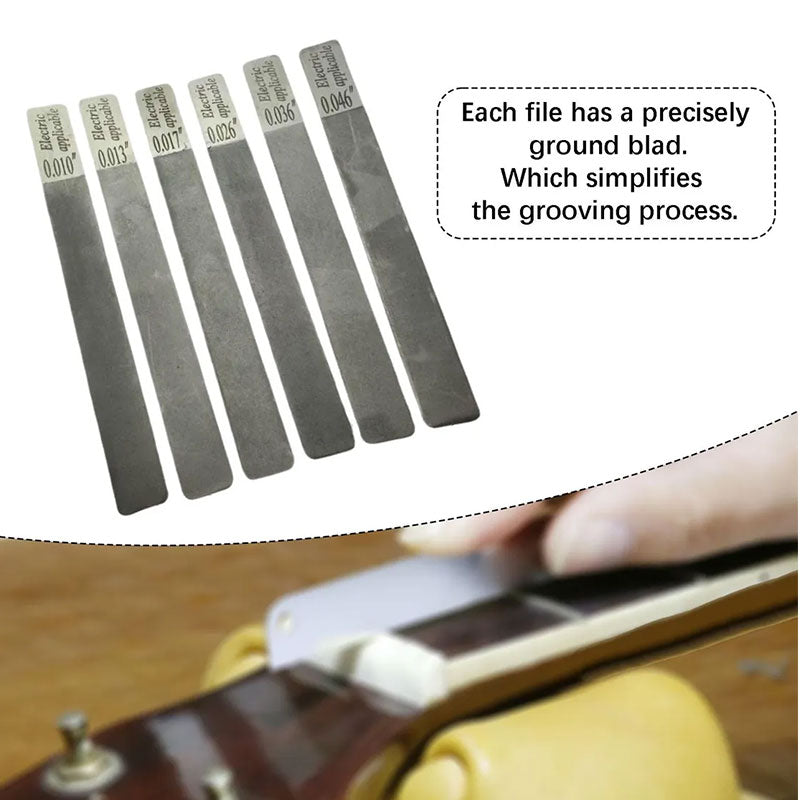 6-Piece Stainless Steel Guitar Fret Files Set, Fret Dressing Kit for Acoustic/Electric Guitar, Luthier Repair Tools