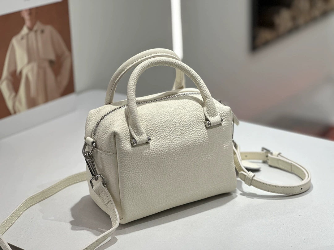 Custom Cross-Border Genuine Leather Women's Bag, New Style Handbag, Versatile Commuter Boston Bag, Single Shoulder Crossbody Bag