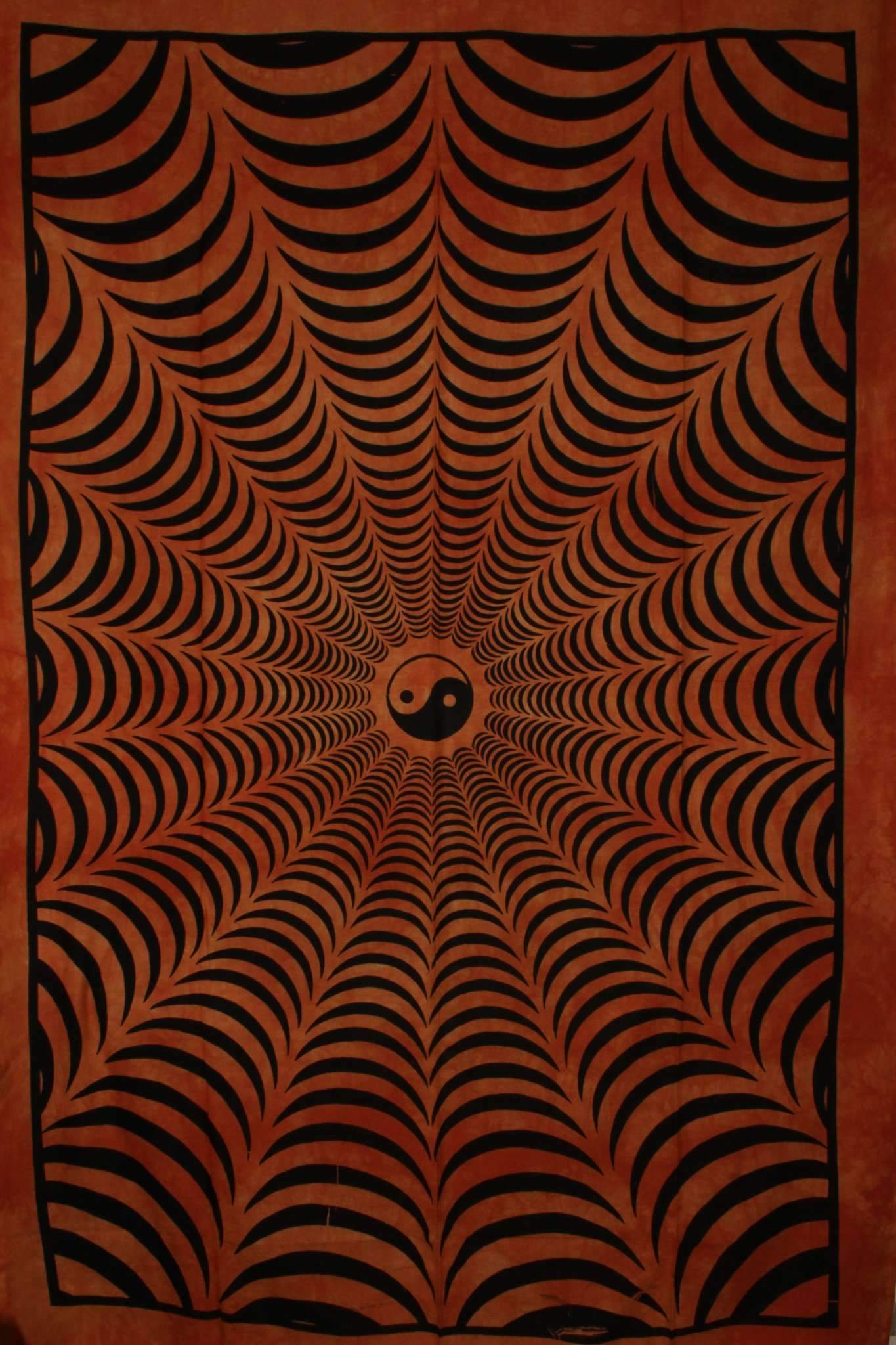Safran Yin Yang Trippy Wandteppich 3D Handgewebte Baumwolle