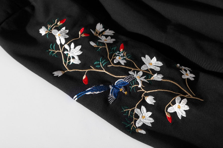 KH9083 Blumen-Stickerei-Hoodie