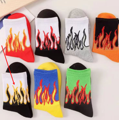 Best-selling Street-style Influencer Fashion Brand Flame-patterned Mid-calf Socks