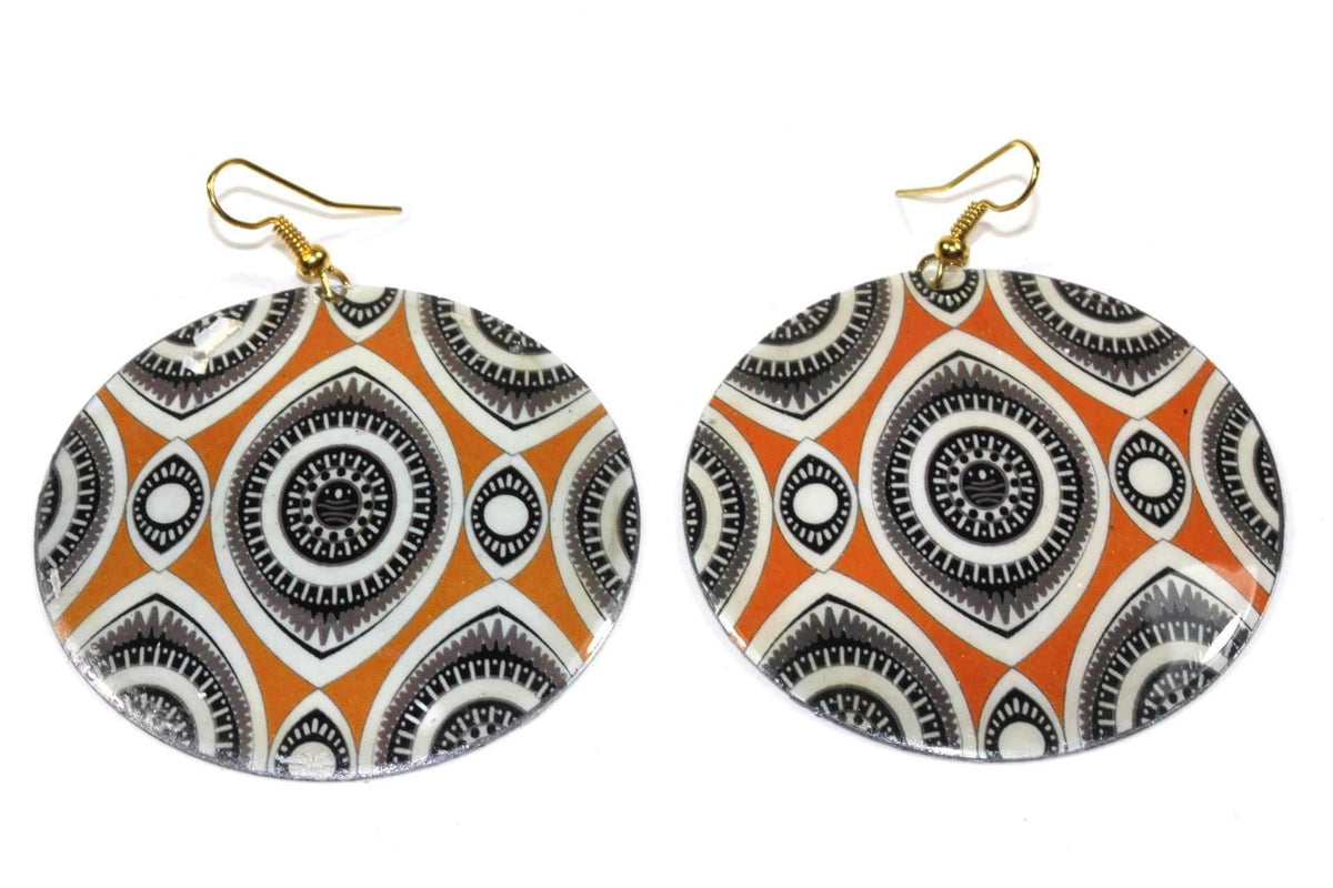 Boucles d'oreilles faites à la main en nacre, motif œil porte-bonheur et henné, 5 cm