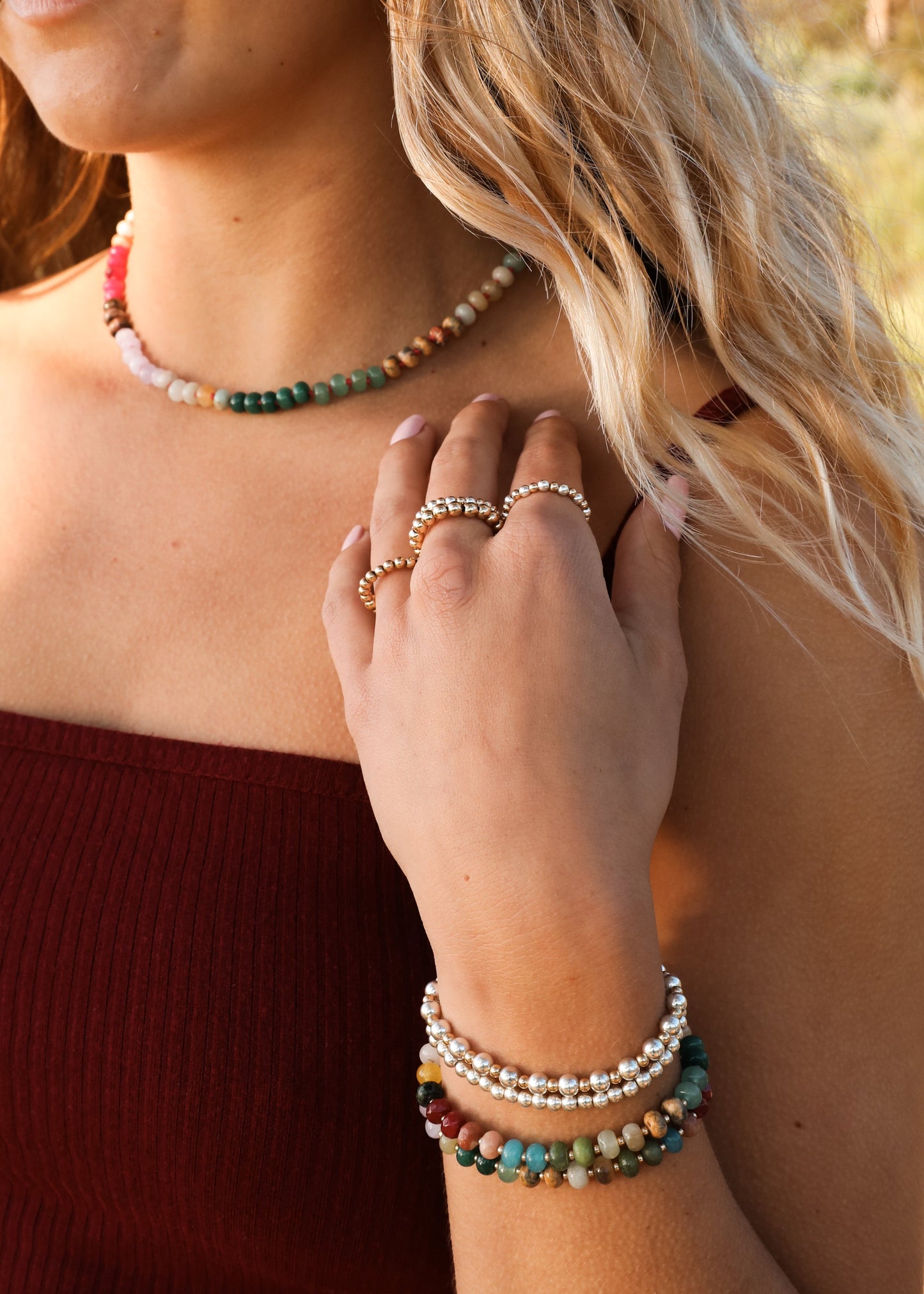 Halskette mit Naturstein + 14k Gold Filled Knebelverschluss: Goldrausch