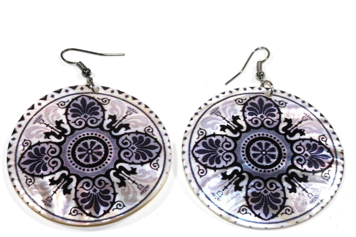 Boucles d'oreilles pendantes Chakra Mandala en nacre 2 pouces