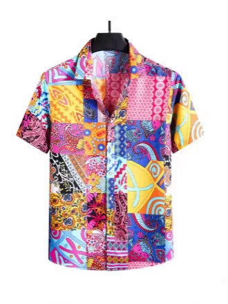 Digital-print Youth Casual Short-sleeve Shirt