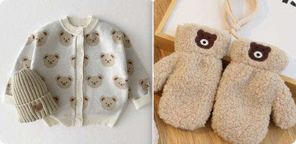 Children's Fashion Bear Sweater Coat Fashion Cute Cartoon Round Neck