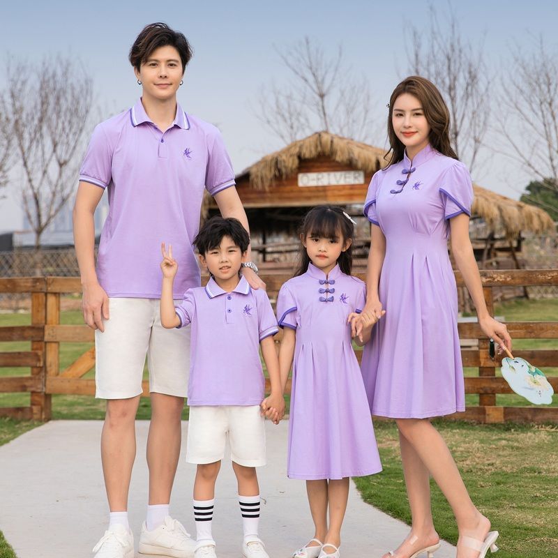 Hanfu Parent-child Clothing Chinese Style Short Sleeve Dress Suit