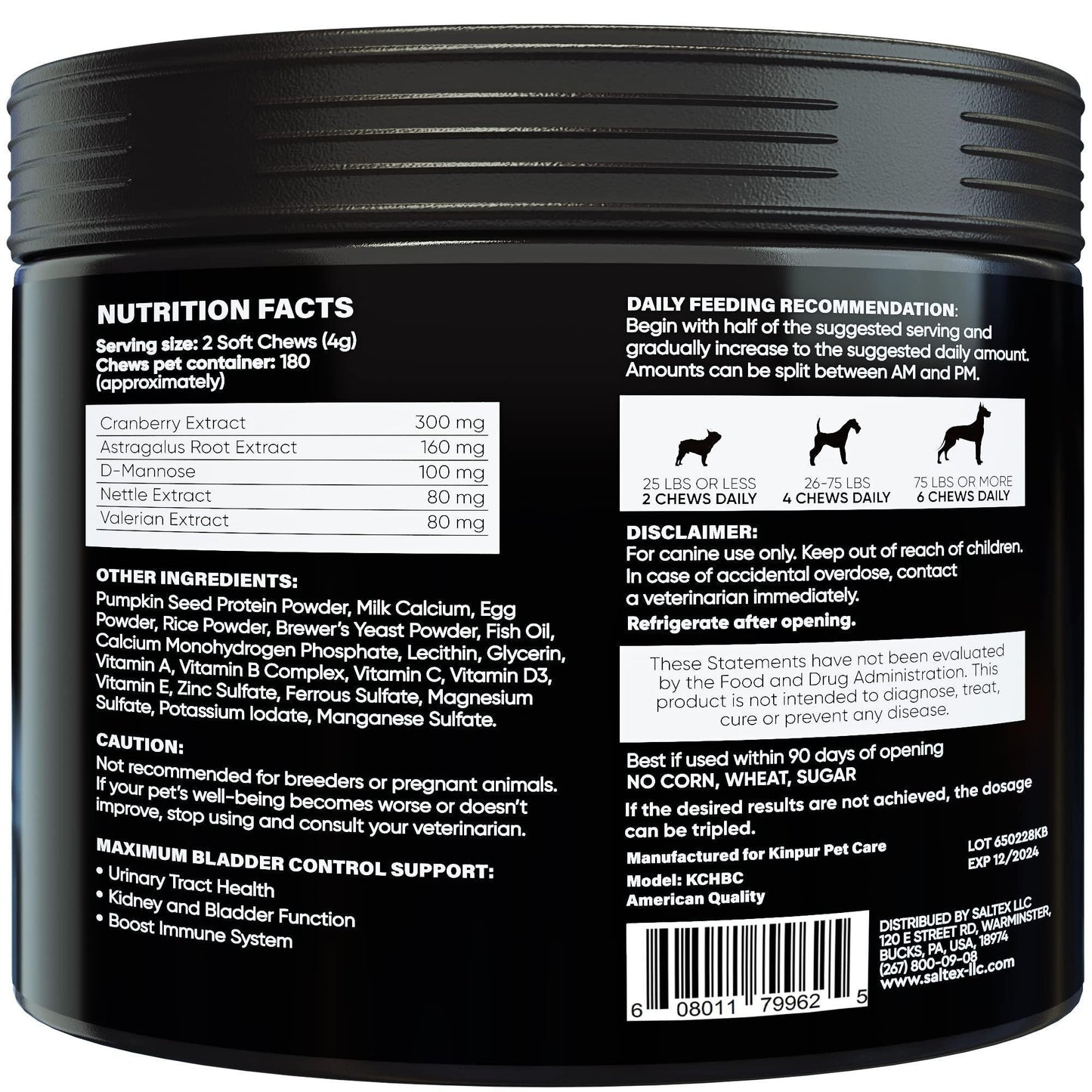 Cranberry Chews for Dogs 180 Count Urinary Tract Support