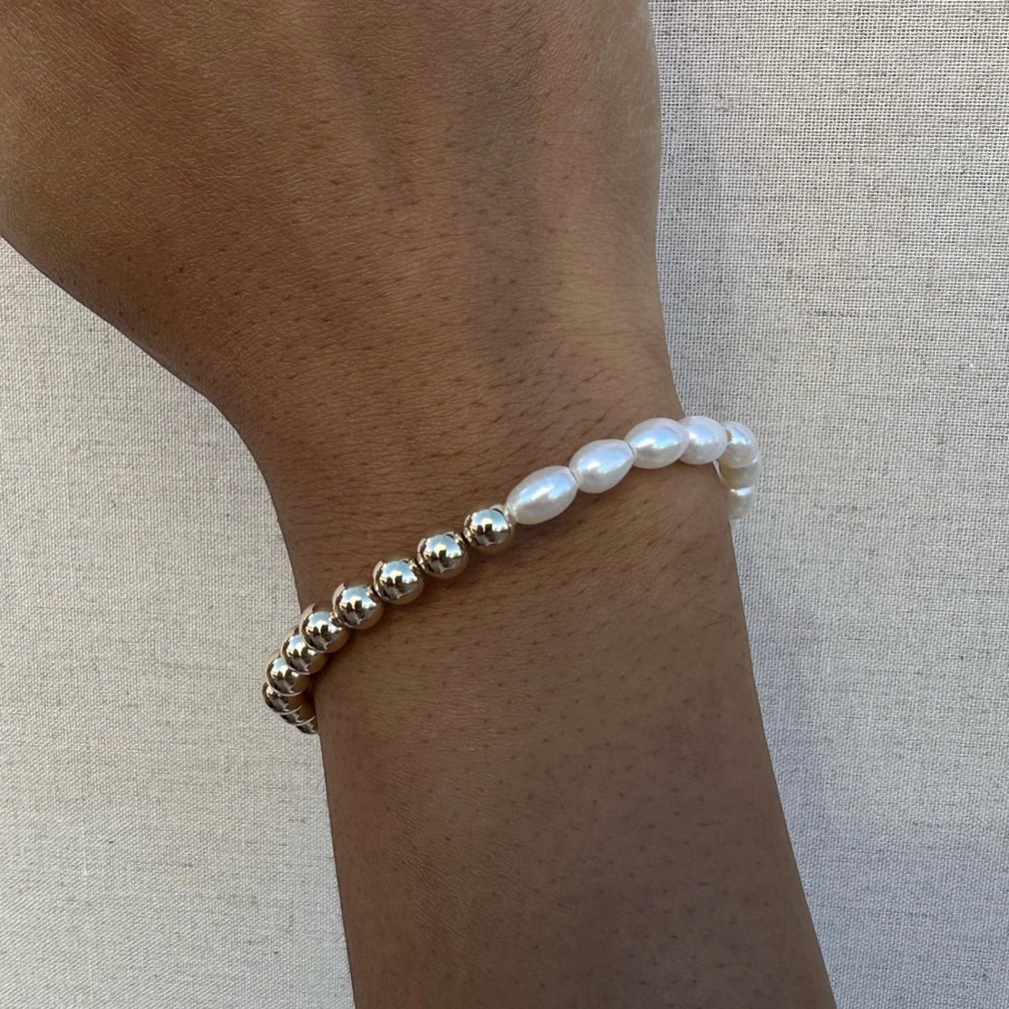 Half Pearl Half Juno Bracelet (6mm)