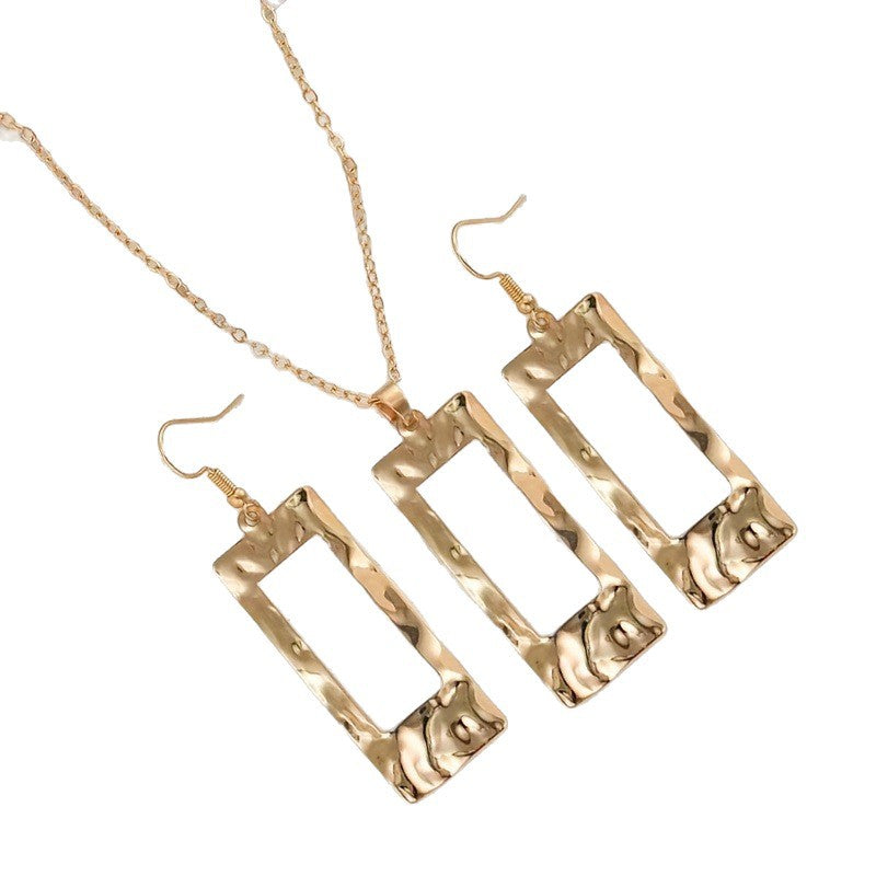 Elegant And Unique Brass Jewelry Set With Zircon Earrings And Necklace