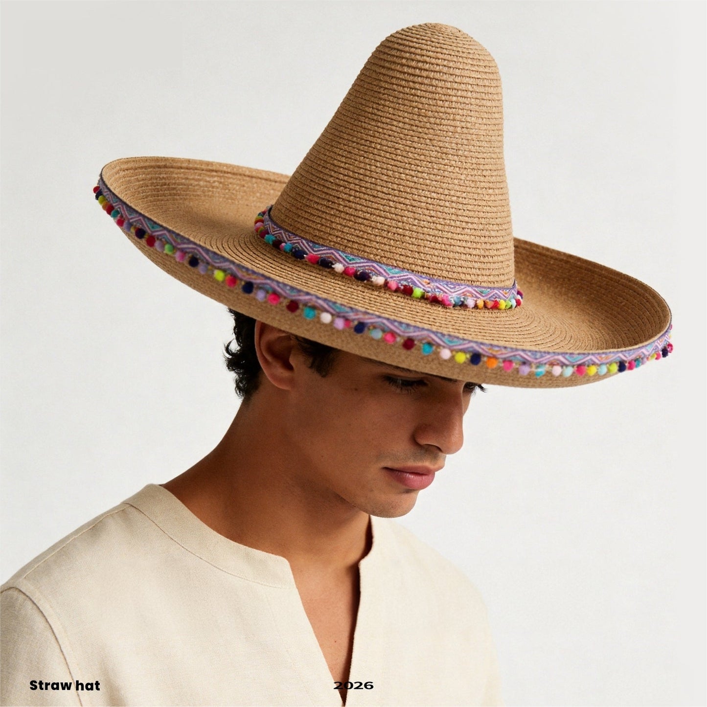 Panama Cowboy Hat, Rider Hat, Beach Brazilian Sun Hat, Men's Straw Hat, Wide Brim UV Protection Hat For Cross-border Amazon Sales