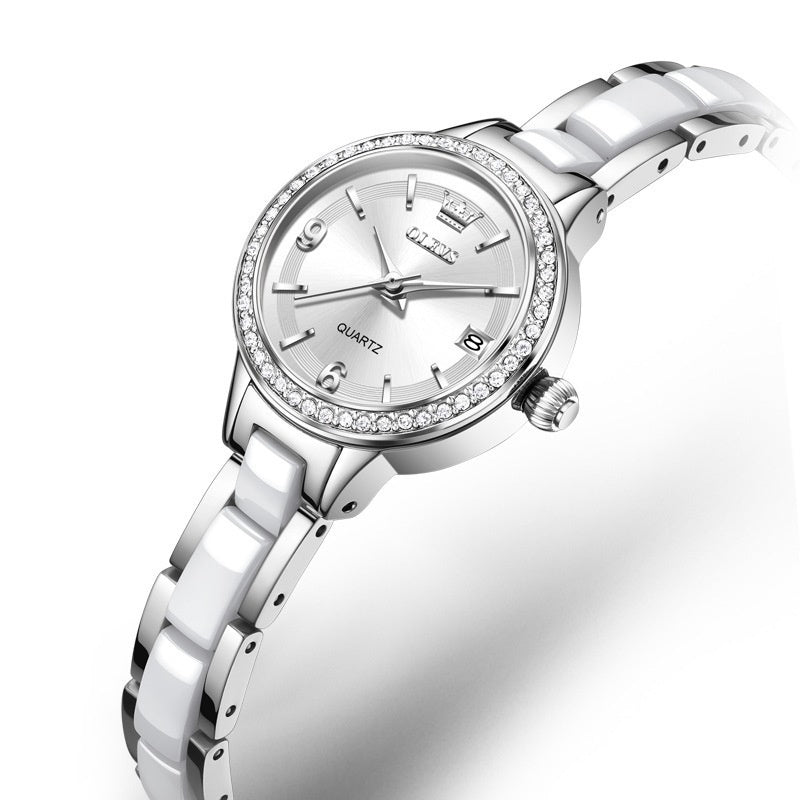 Oulishi Womens Watch With A Ceramic Strap A Versatile Quartz Timepiece