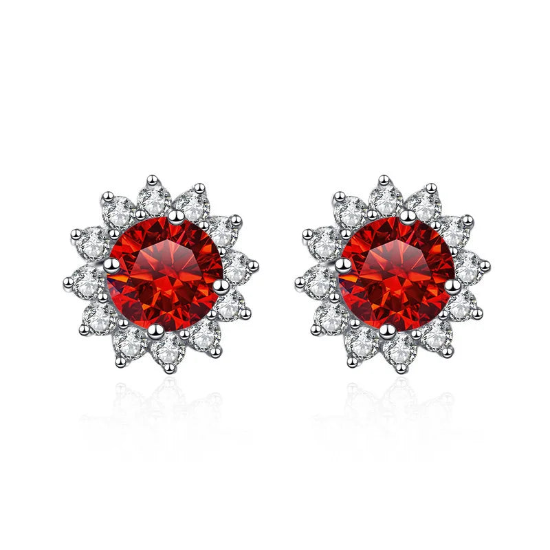 Boucles d'oreilles clous tournesol en argent sterling 925 et moissanite incolore 1 carat, pour femme, mariage