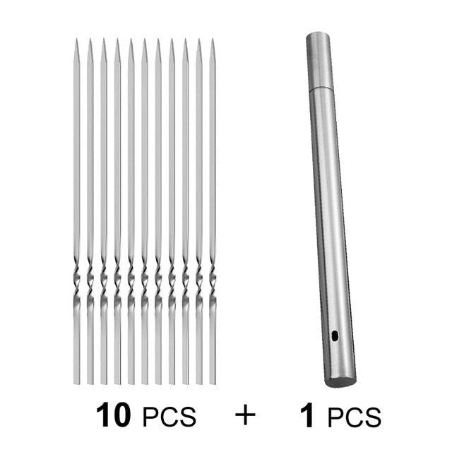 10-20 Stück Edelstahl Grillspieße Wiederverwendbare BBQ Spieße Kebab Eisenstäbchen für Outdoor Camping Picknick Utensilien Kochutensilien Edelstahl Grillspieße Langlebige und wiederverwendbare Metallspieße