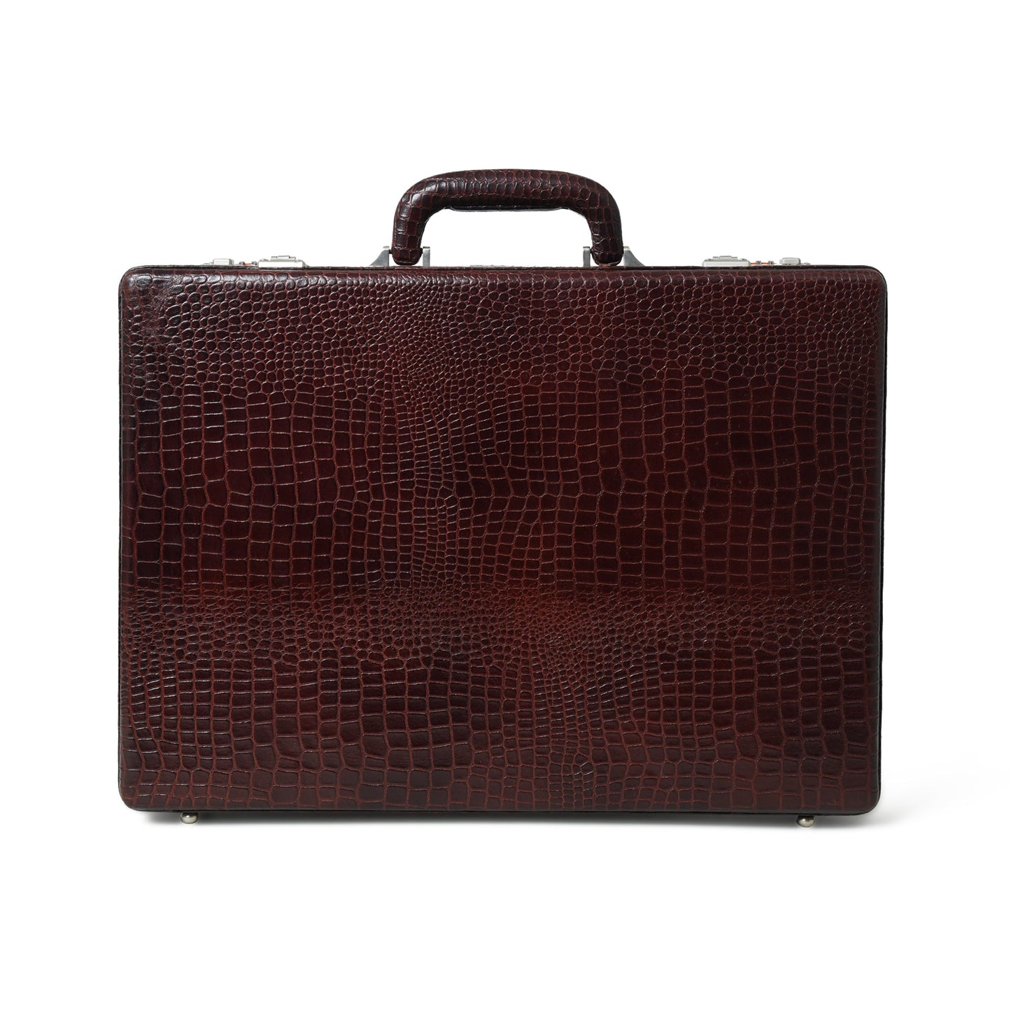 Mallette/porte-documents en cuir de crocodile de luxe - Marron