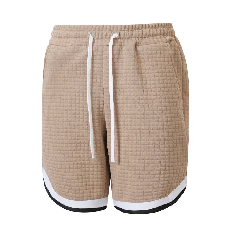 Mens Sporty Plaid-Panel Short Shorts