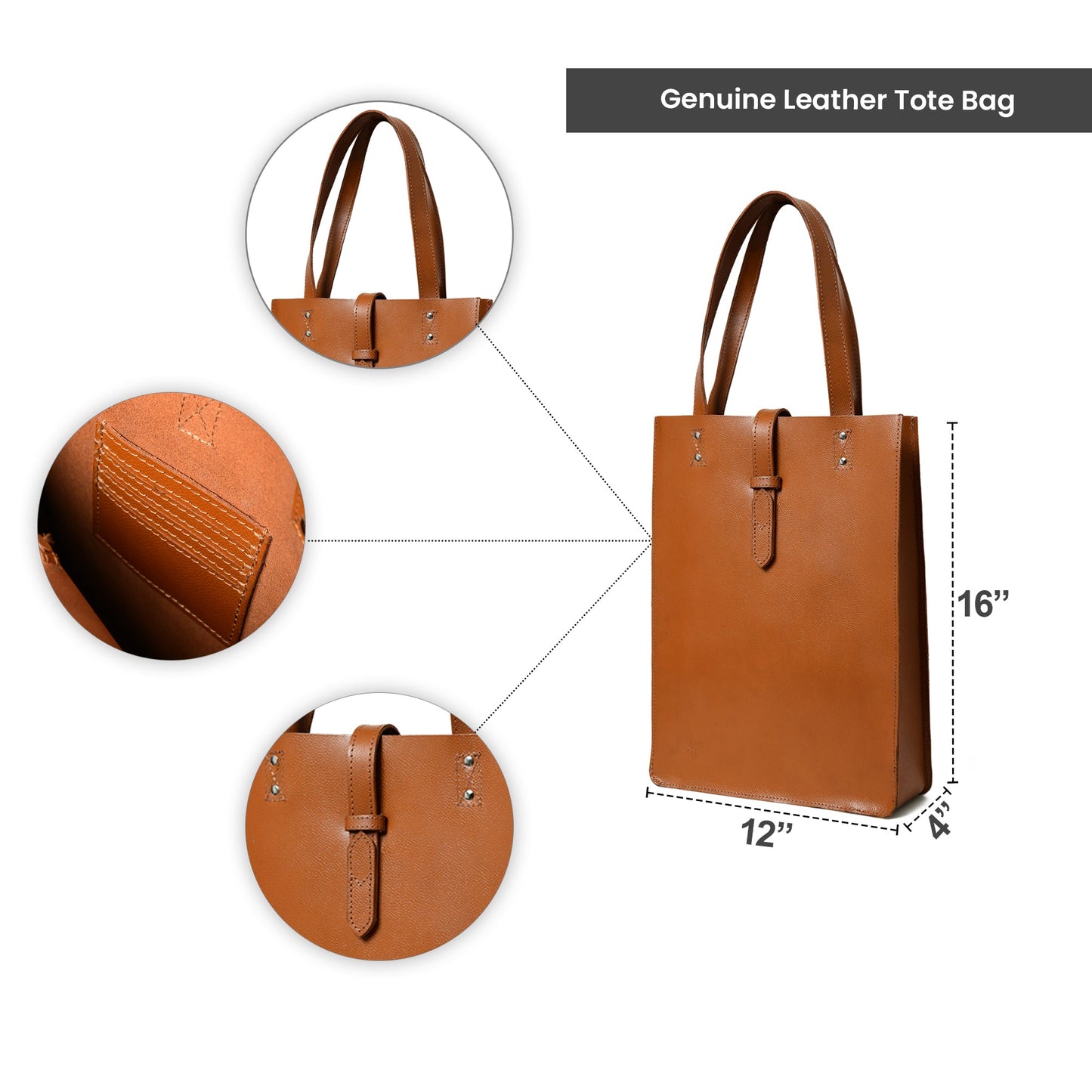 Kastanie Eleganz Leder Tragetasche