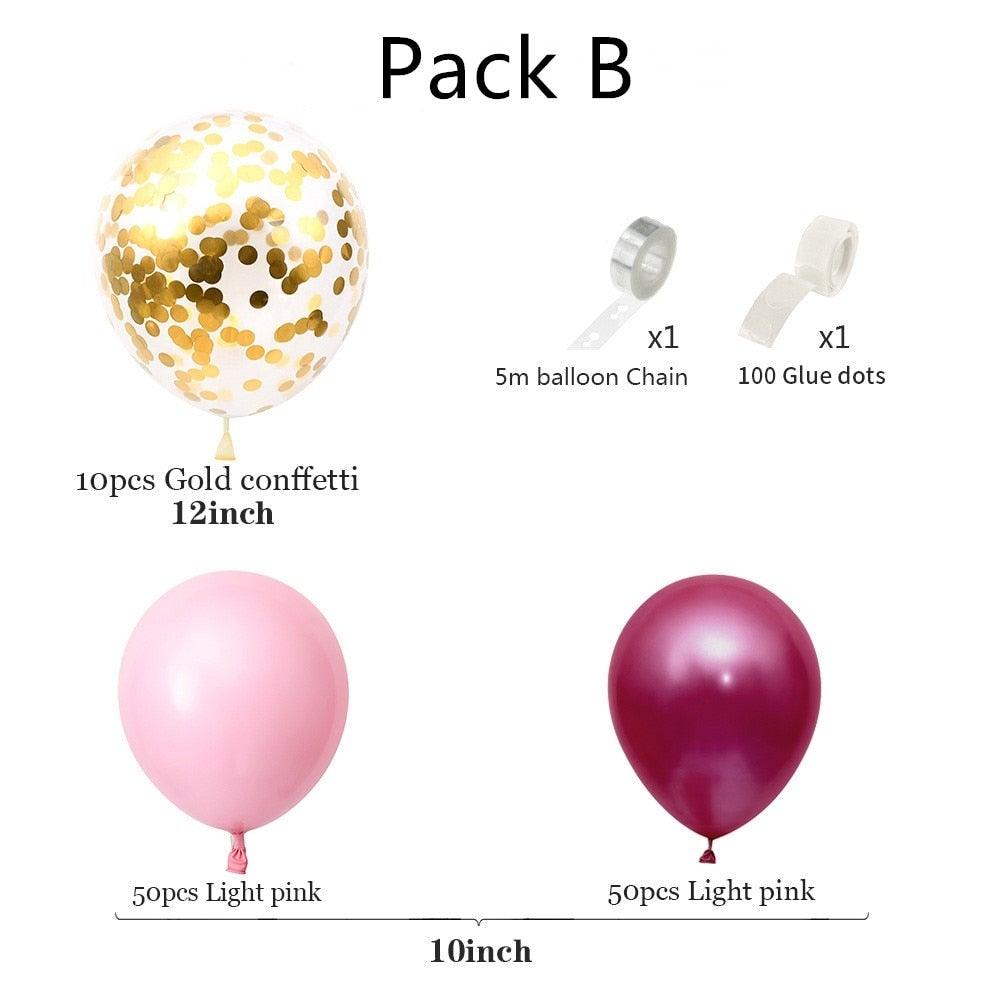 112 pcs Red Rose Gold Birthday Pink Latex Balloon Garland Arch Kit For Girls Wedding Party Decoration Baby Showers Girl Birthday Party Ballons Decoration for Girls