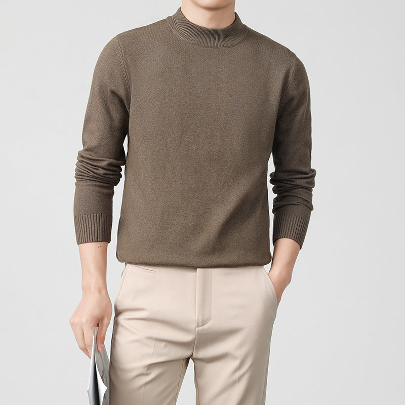 Mens Thickened White Knit Bottoming Sweater