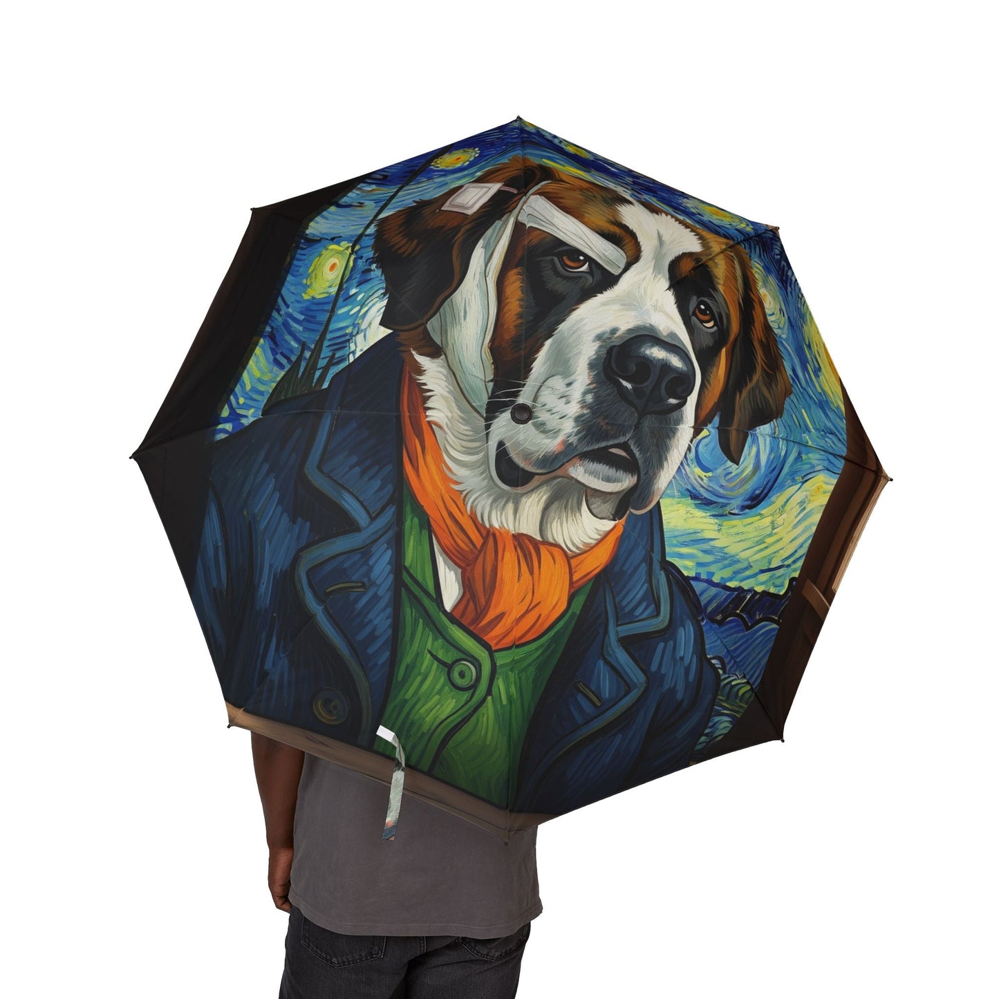 48" Halbautomatischer Regenschirm – Winddichter großer Reise-Regenschirm
