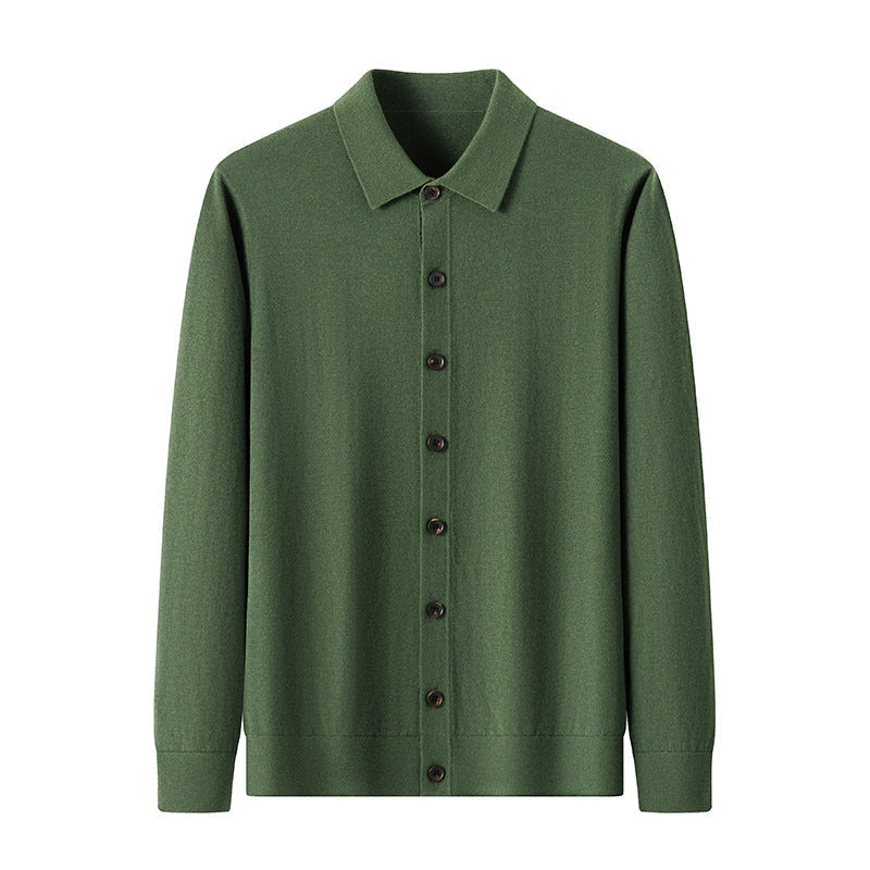 Mens Casual Commuter-style Solid-color Wool Sweater