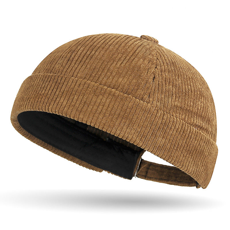 Spring Autumn And Winter Solid-Color Coarse-Woven Corduroy Bucket Hat