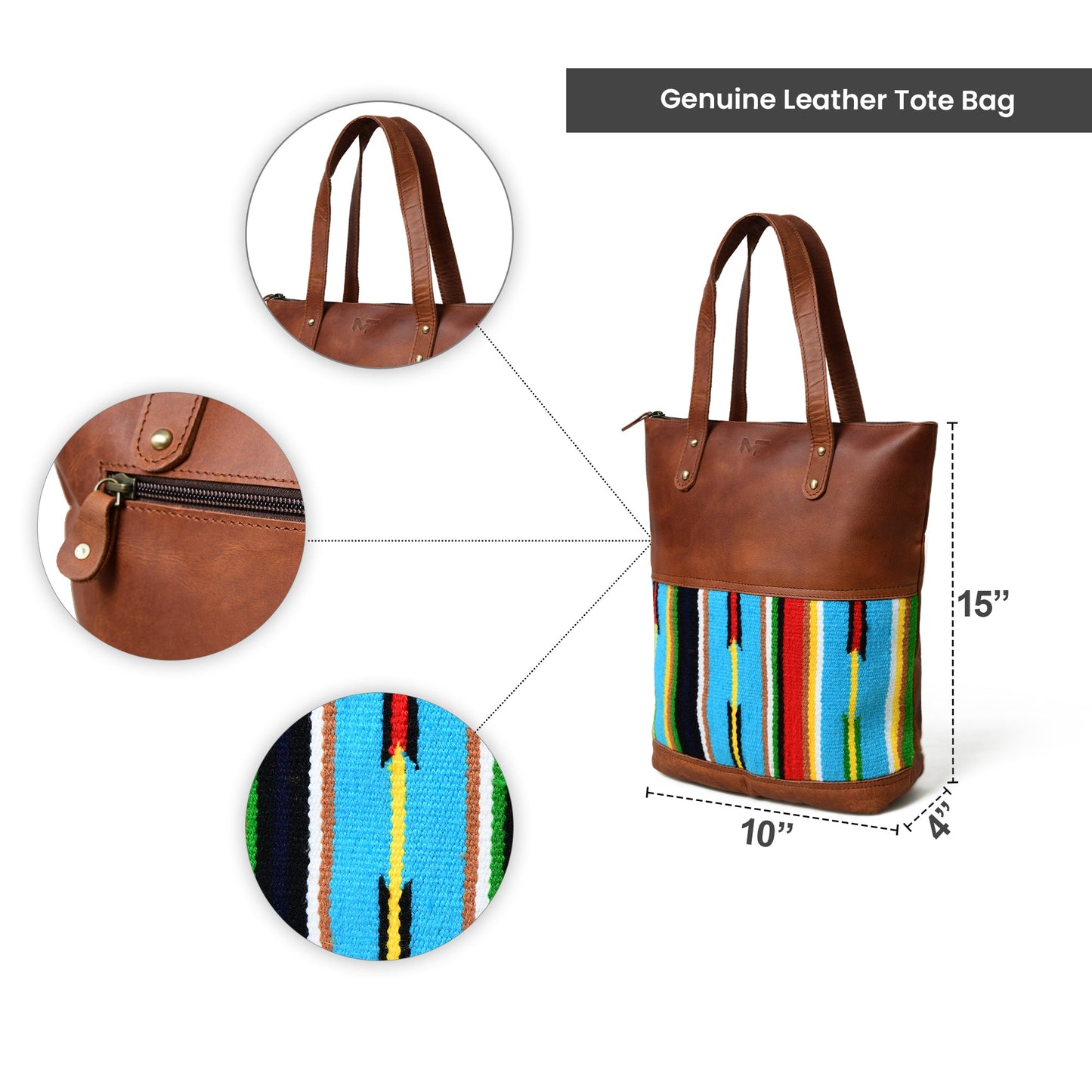 Sac cabas en cuir multicolore