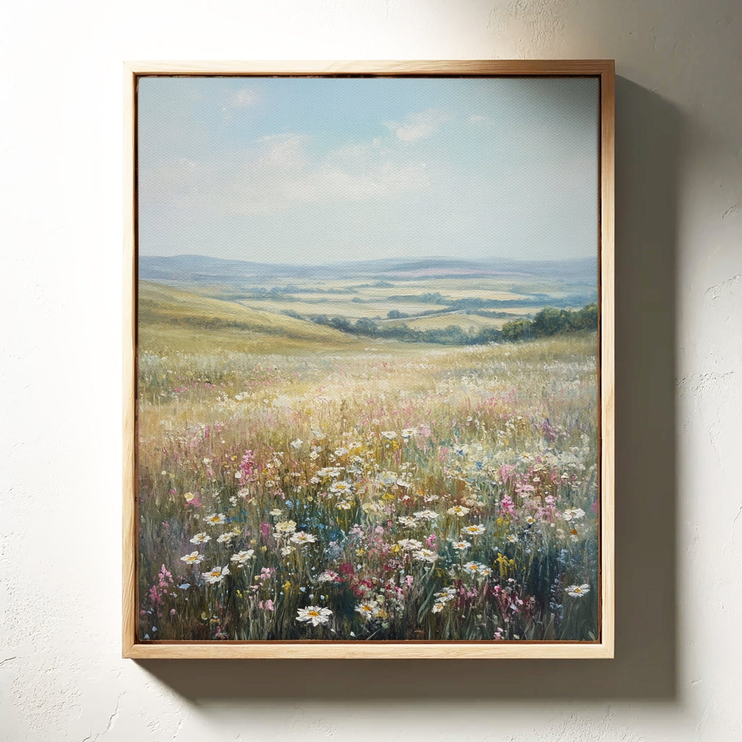 Paysage de prairie fleurie – Impression d'art murale de campagne estivale sereine
