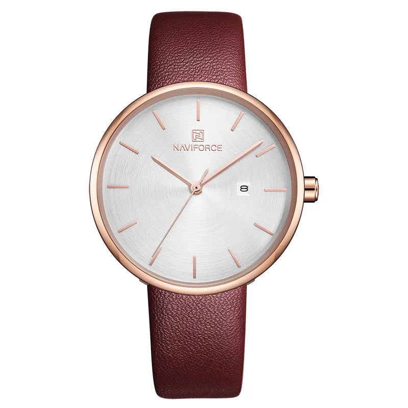 Women's Luxury Watch With Leather Belts Shiny Steel Case Scratch Resistant Glass Unique Design Perfect Gift