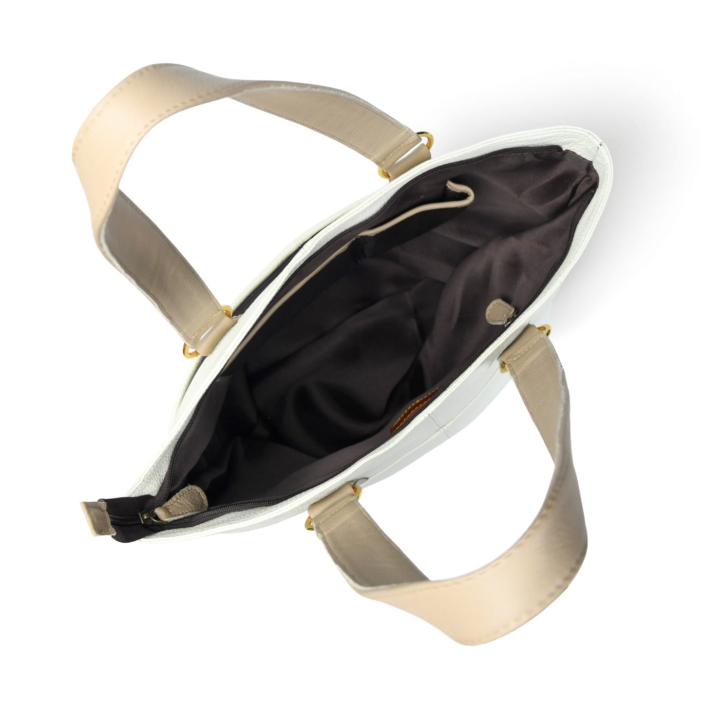Die elfenbeinfarbene Ledertasche