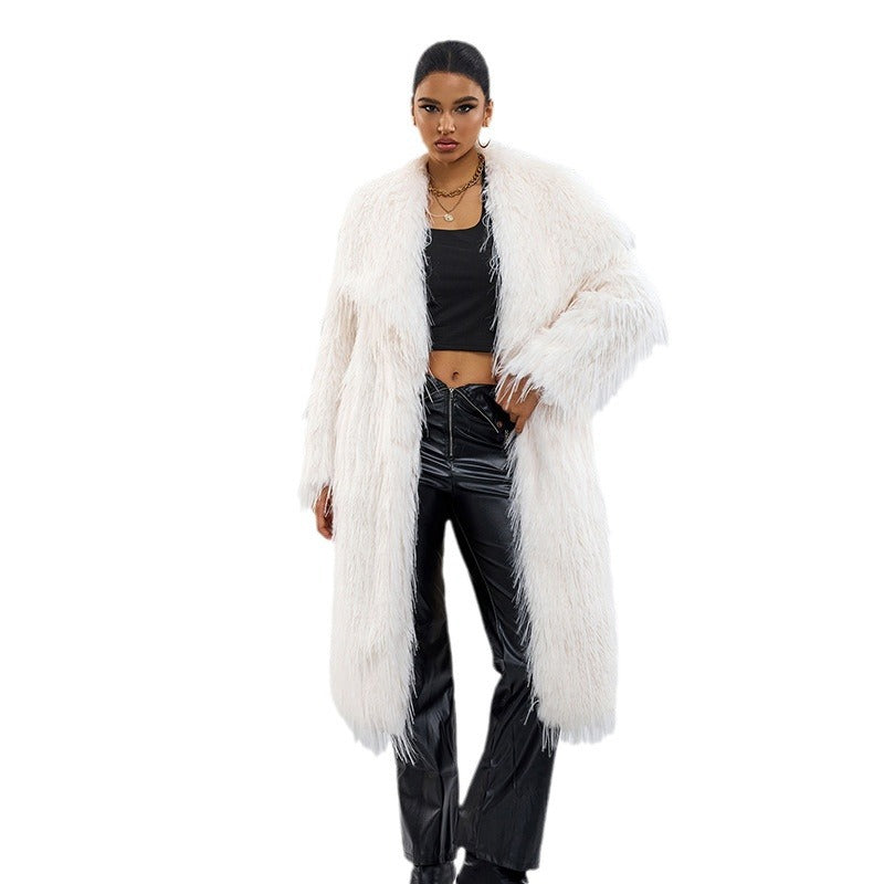 Collar Artificial Fur Top Fur Coat Long style temperament for commuting