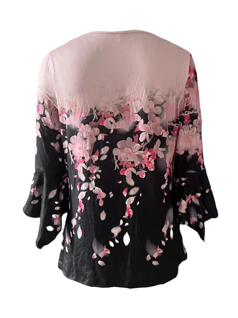šø Asymmetrical Spike Button 3/4 Sleeve T-Shirt ā Effortless Chic