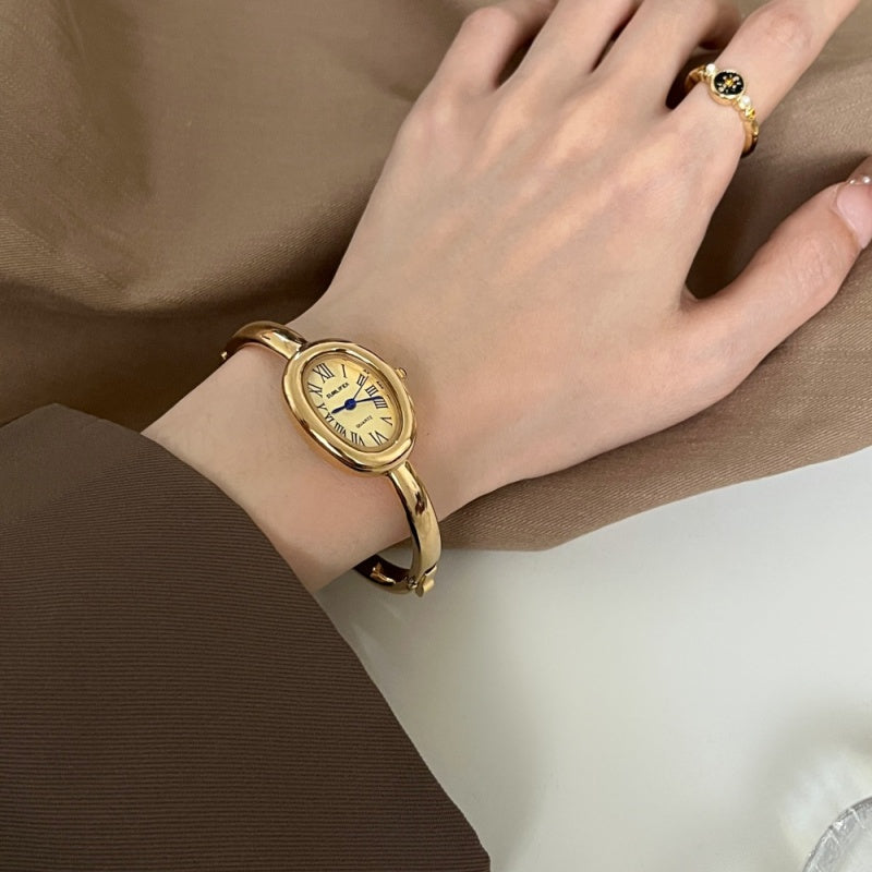 Women's Oval Roman-Numeral Bracelet Watch