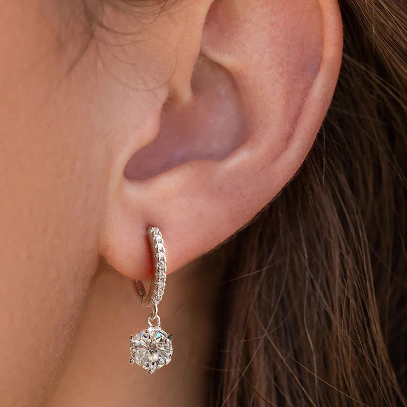 1CT zertifizierte Moissanit-Creolen für Damen, 925er Sterlingsilber