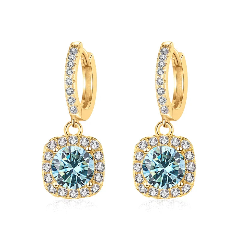 1 Karat GRA-zertifizierte Moissanit-Hängeohrringe VVS D 18K vergoldet 925 Sterling