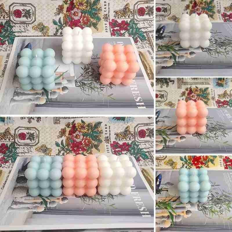 1pc Cube Wax Fragrance Candle Bougie Rose Scented Candles Cute Wax Candles Cube Scented Candle Handmade Decorative Candle Hand Poured Scented Candle Home Decor Candle for Bedroom Aesthetic Home Geometric Decoration Cube Wax Fragrance Candle