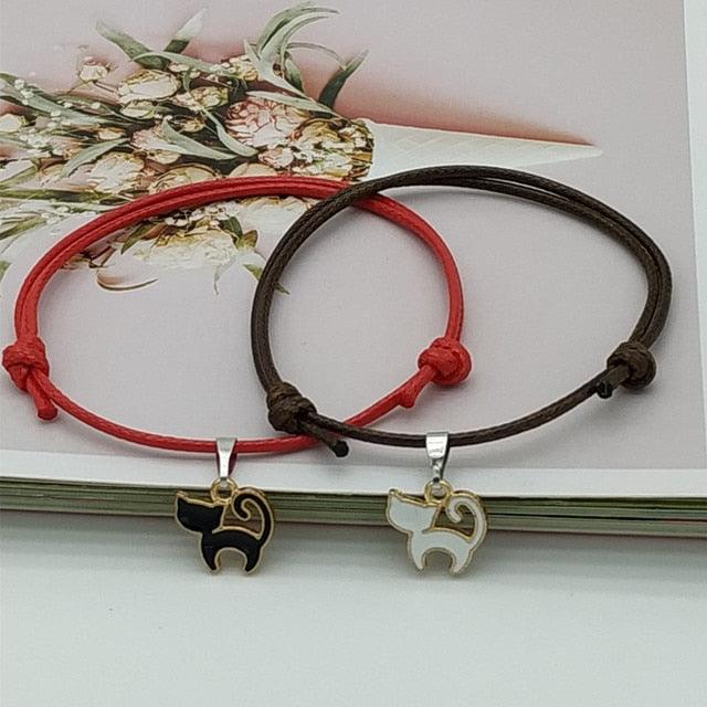 2 pcs Set Couple Trendy Bracelet For Friend Lock Key Design Black Color Rope Couple Bracelets For Women Men Attraction Matching Bracelet Gifts For Boyfriend Girlfriend Best Friend Eternal Love Charms Adjustable Jewelry
