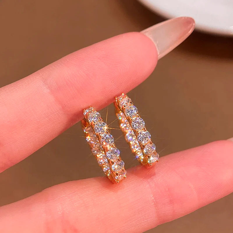 2,6 Karat D Moissanit 925 Sterling Silber Huggie Creolen Ohrringe für Damen Hochzeit