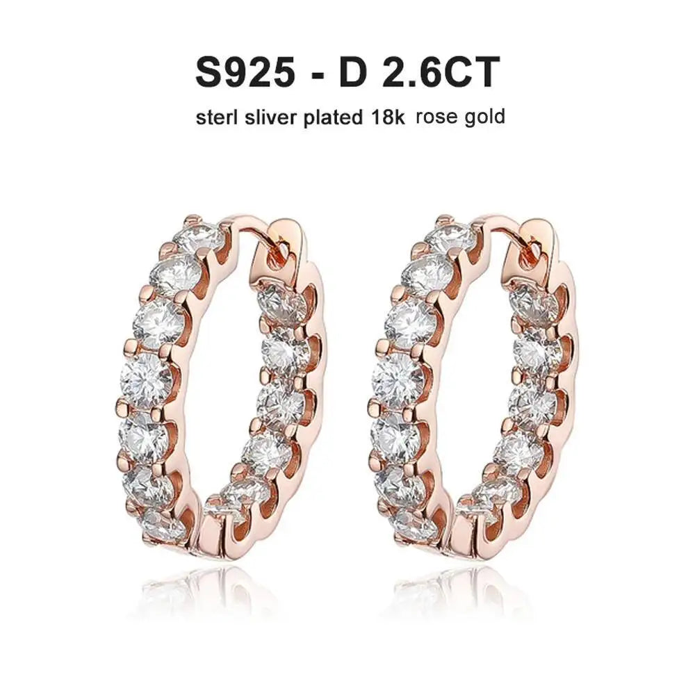 2,6 Karat D-Farbe Moissanit 925 Sterling Silber Weißgold plattierte Creolen für Damen zur Hochzeit