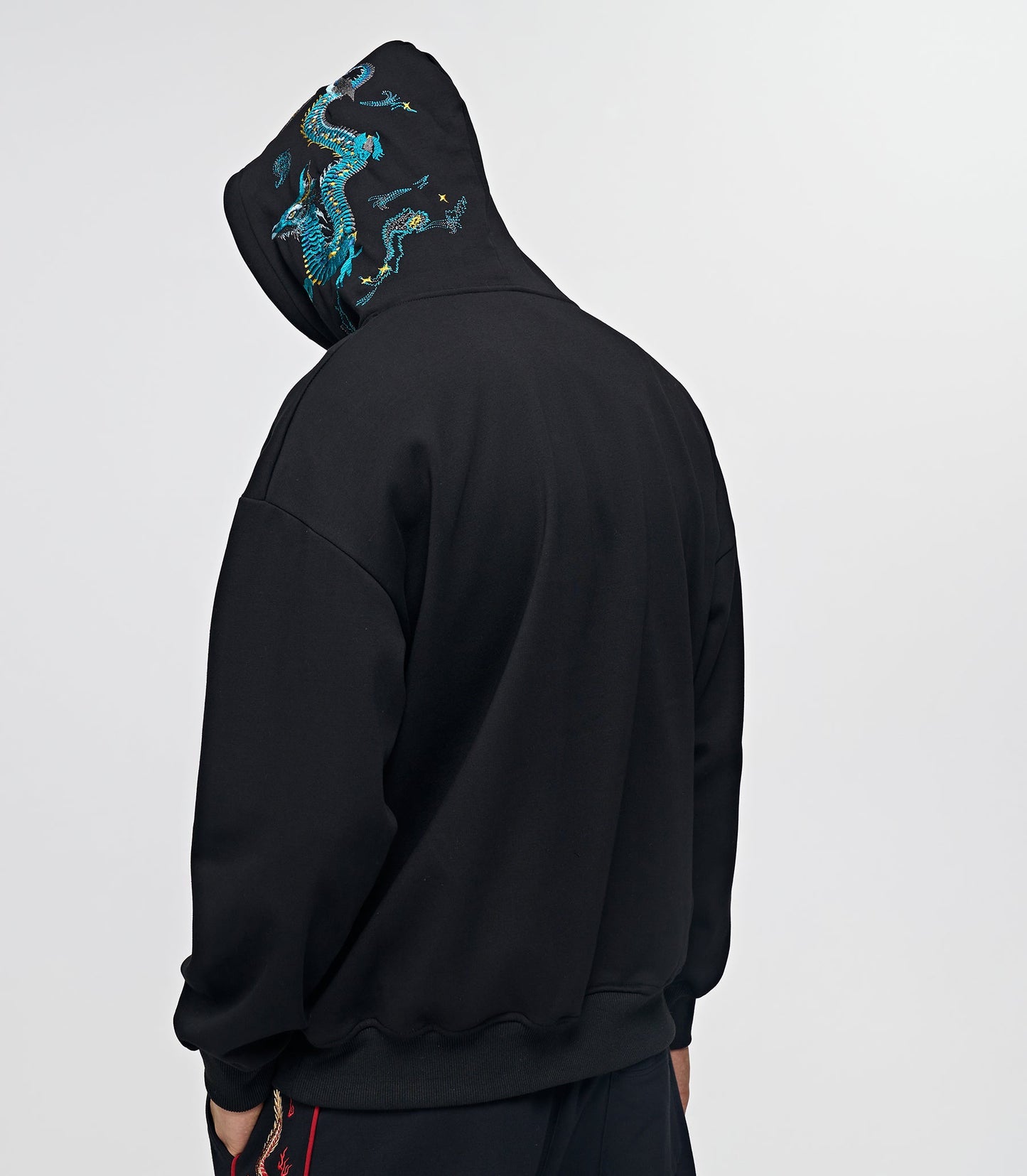 KH9000 Bestickter Hoodie Blauer Drache