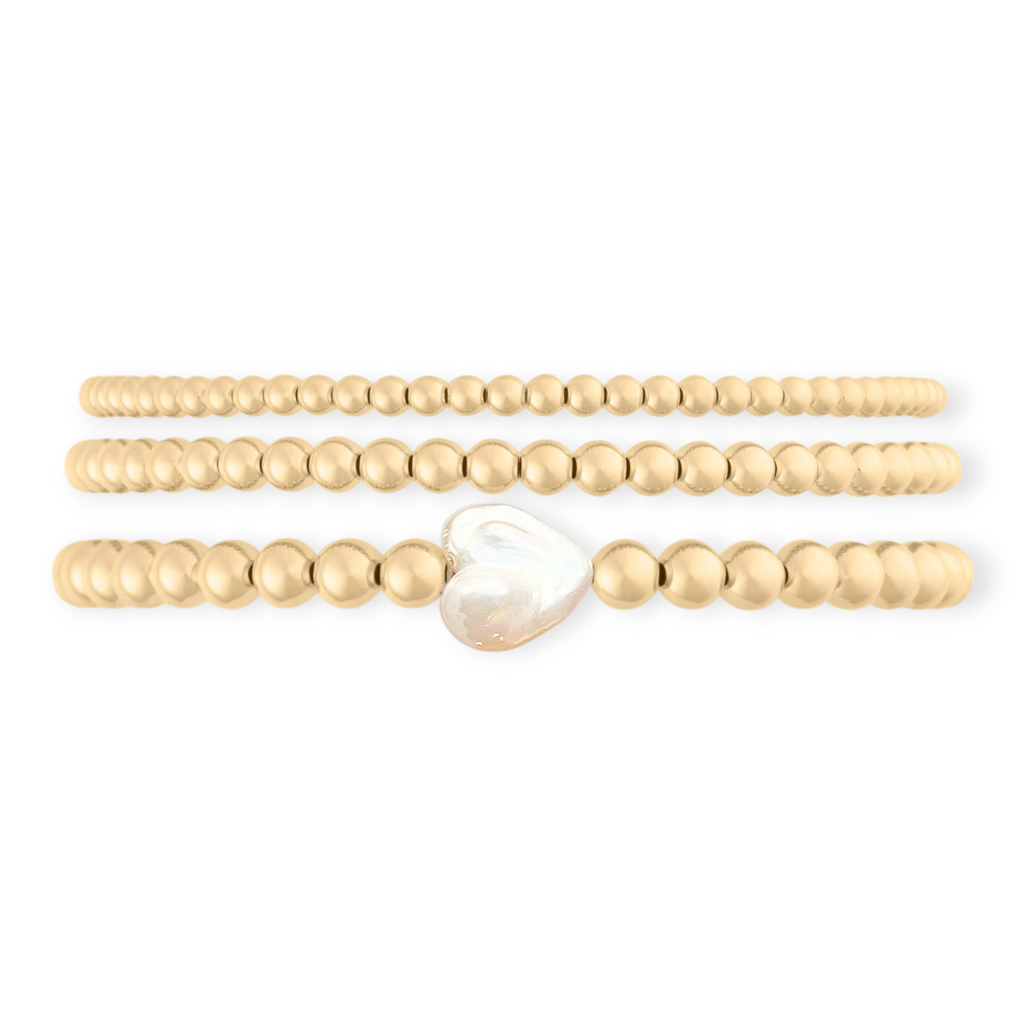 Perlenherz Juno Armband Dreifach-Stack (3+4+5mm)