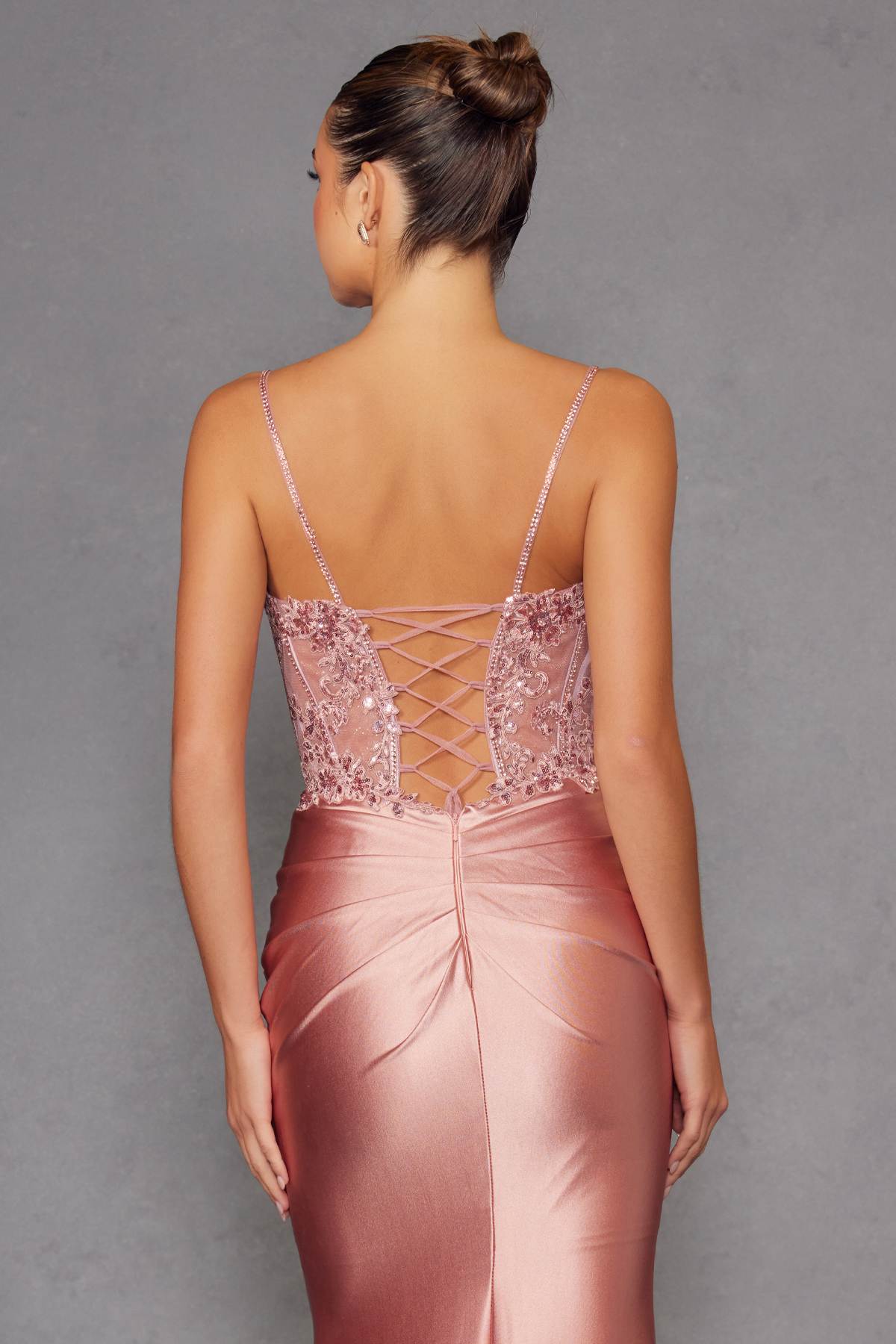 Juliet JT2531K Fitted Bodice Long Satin Sweetheart Prom Gown