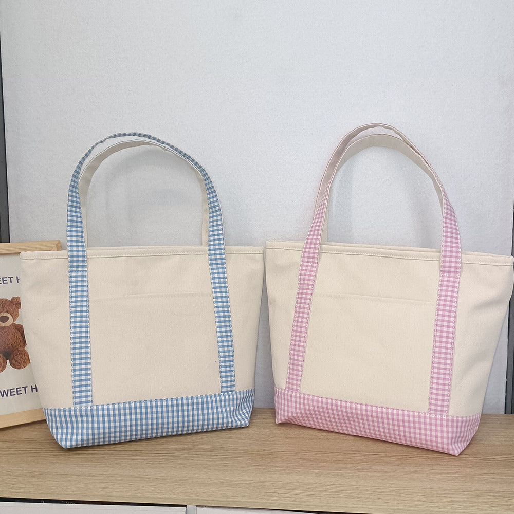 Lattice Travel Large-capacity Color-spliced Thickened Handbag