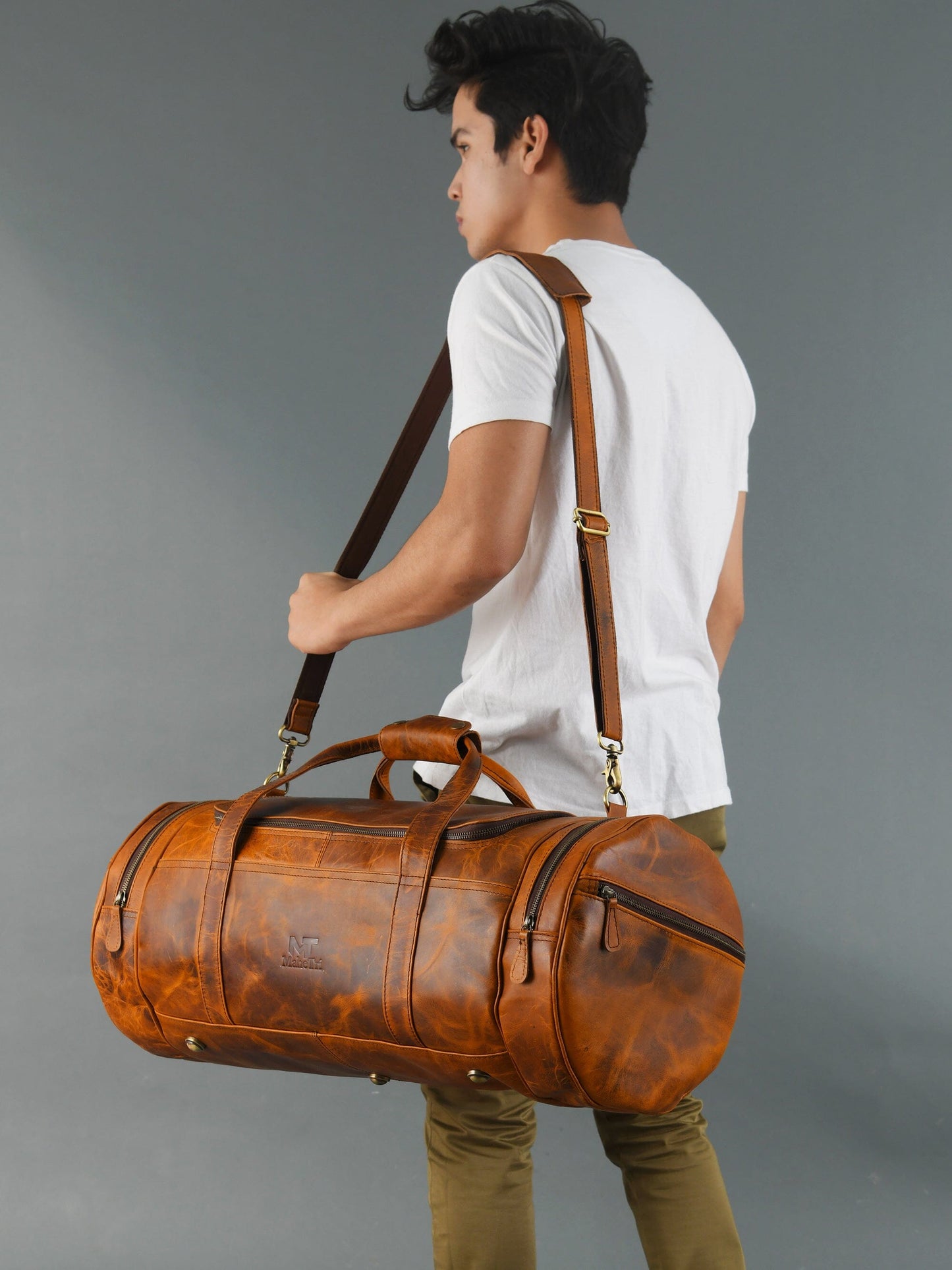 Leder-Sport-/Reisetasche, rund