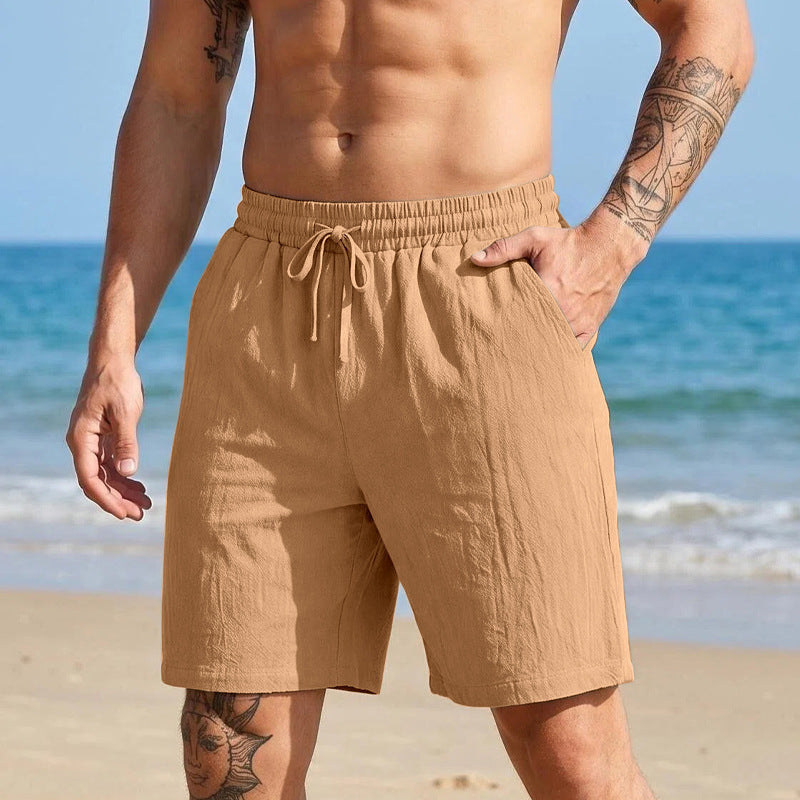 Mens Casual Loose Linen Beach Shorts
