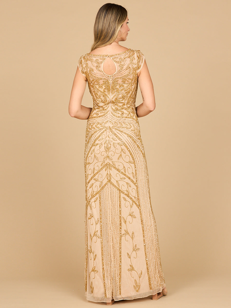 Lara 28876 - Robe fourreau ornée de perles à manches courtes