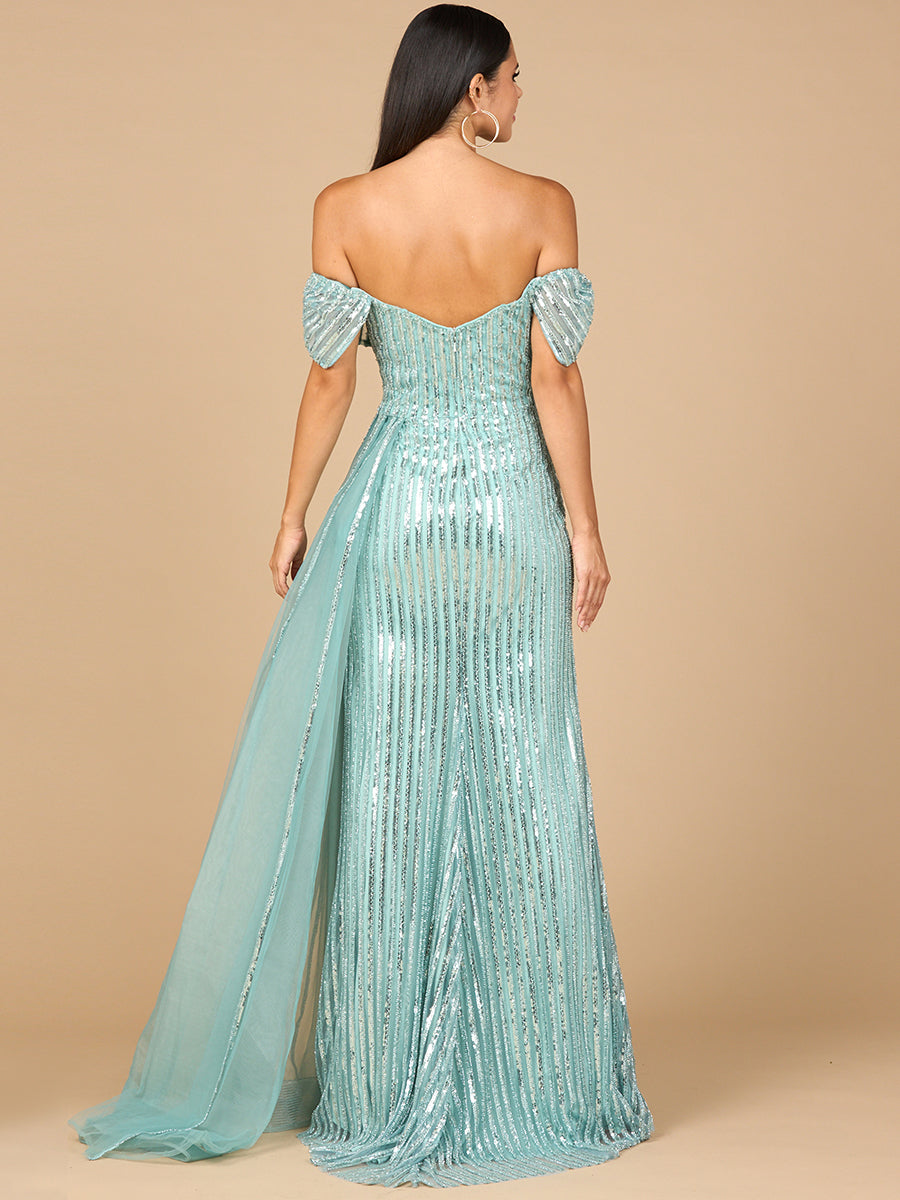 Robe de soirée ajustée épaules dénudées