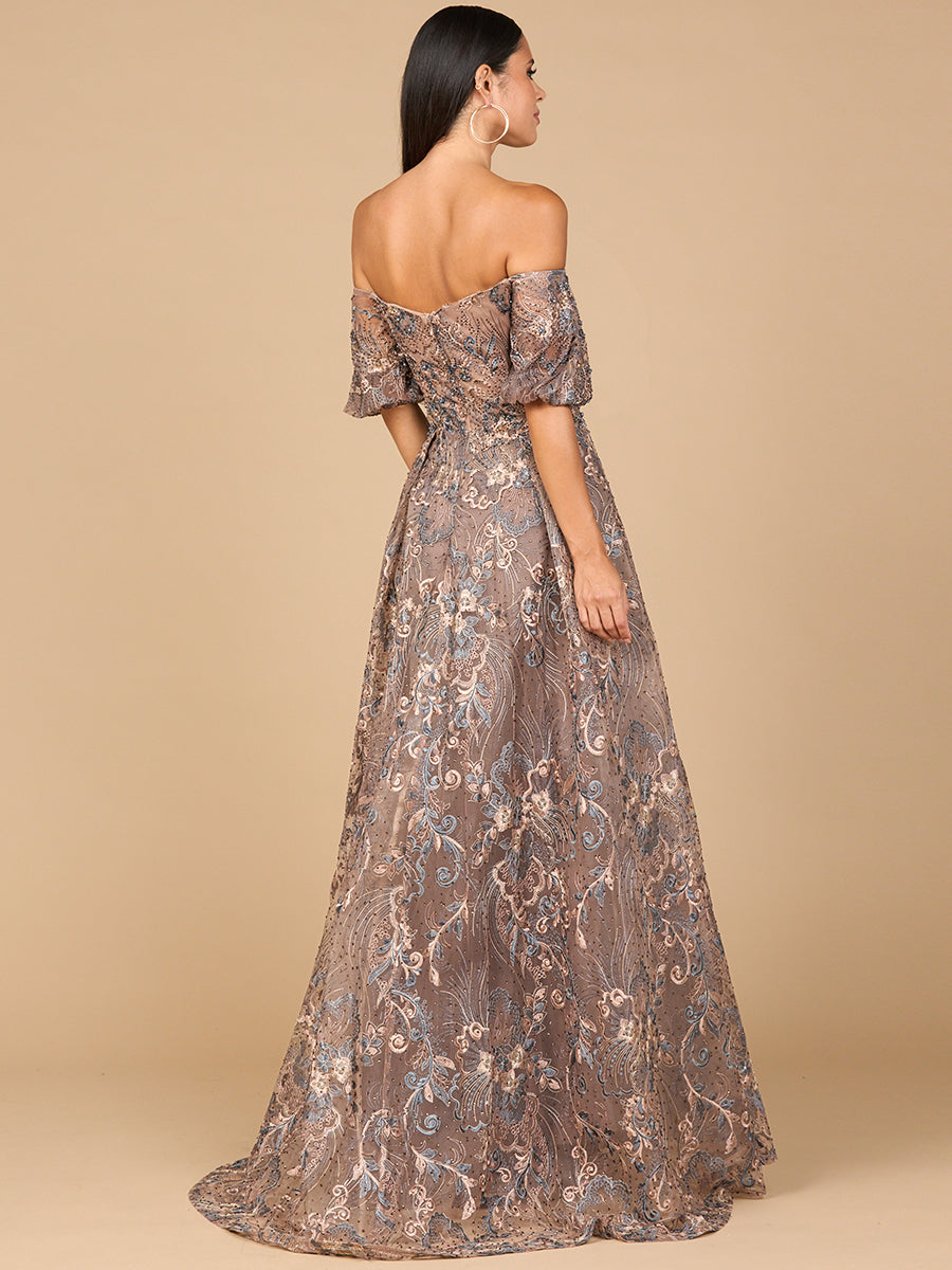 Off-Shoulder-Ballkleid aus Spitze
