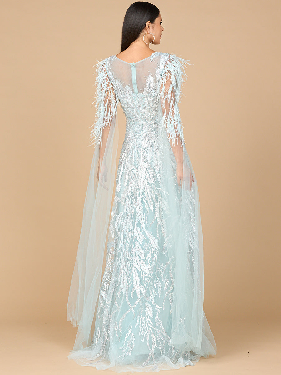 V-Ausschnitt Spitzenkleid mit Cape-Ärmeln